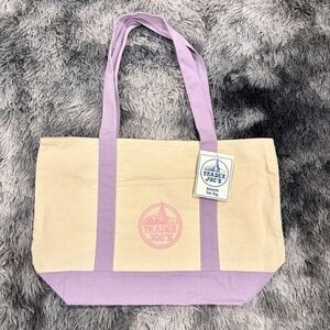 Trader Joe’s Large Lavender Canvas Tote Bag 20” Spring 2026 Grocery Bag NWT